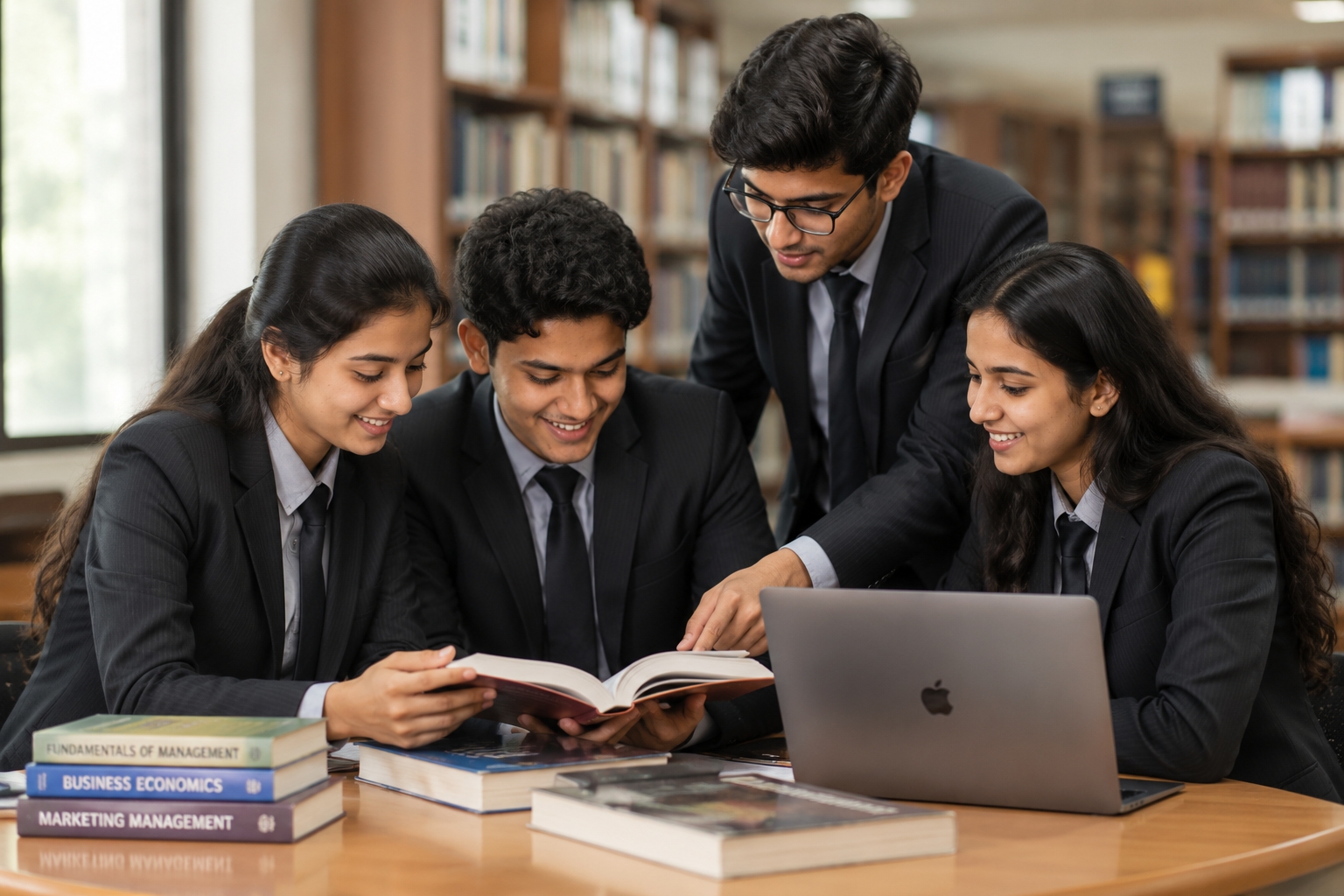 Bachelors program students studying together